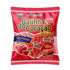 BALA CORAÇÃO MORANGO FLORESTAL PACOTE C/ 500G
