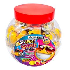 BALA DE GELATINA DIPLOKO EMOJI OLHOS FAMINTOS  POTE C/ 60X12G