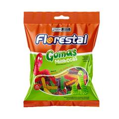 BALA DE GOMA MINHOCAS AZEDINHAS FLORESTAL PACOTE C/ 65G