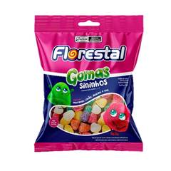 BALA DE GOMA SININHOS MORANGO/LIMÃO/ABACAXI E UVA FLORESTAL PACOTE C/ 60G